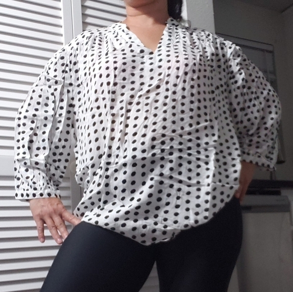 New. NWT Grand Greene ,Polka Dot Blouse, Colors: Black and white, Size XL - Picture 2 of 13